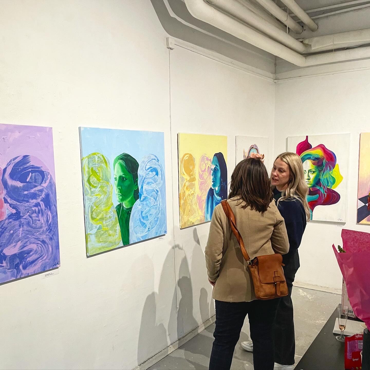 people watching painting on isabelle de brito and isabel backman cashmans exhibition